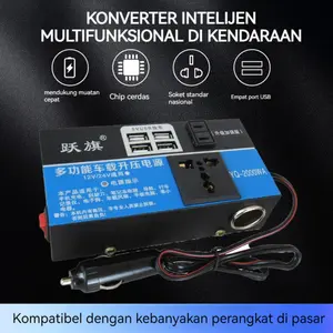 Modified Sine Wave Inverter Frekuensi Tinggi Mobil Power Inverter DC 12V 24V To AC 220V Converter Mobil Power Charger Inverter 4 Port USB Pengisi Daya Soket Mobil Van Multifungsi