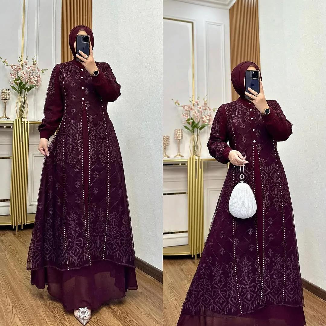 Denara Dress Fashion Wanita Muslim Terbaru Gamis Kondangan Terbaru Bahan Ceruty Baby Doll Mix Brukat
