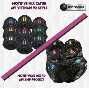 SARUNG JOK AMP PROJECT HONDA Sarung jok motor V2 Motif Api Vietnam bahan WAVE 4D copy Mbtech all jenis motor honda