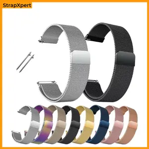 [Tali Jam] 20mm 22mm Magnetic Stainless Steel Strap for Samsung Galaxy Watch Fe 7 6 5 4/Classic Active 2 Gear Milanese Loop Metal Quick Release Band for Huawei GT 5 4 3 2, Amazfit, Garmin, Aolon, Itel 011/012, Xiaomi Redmi