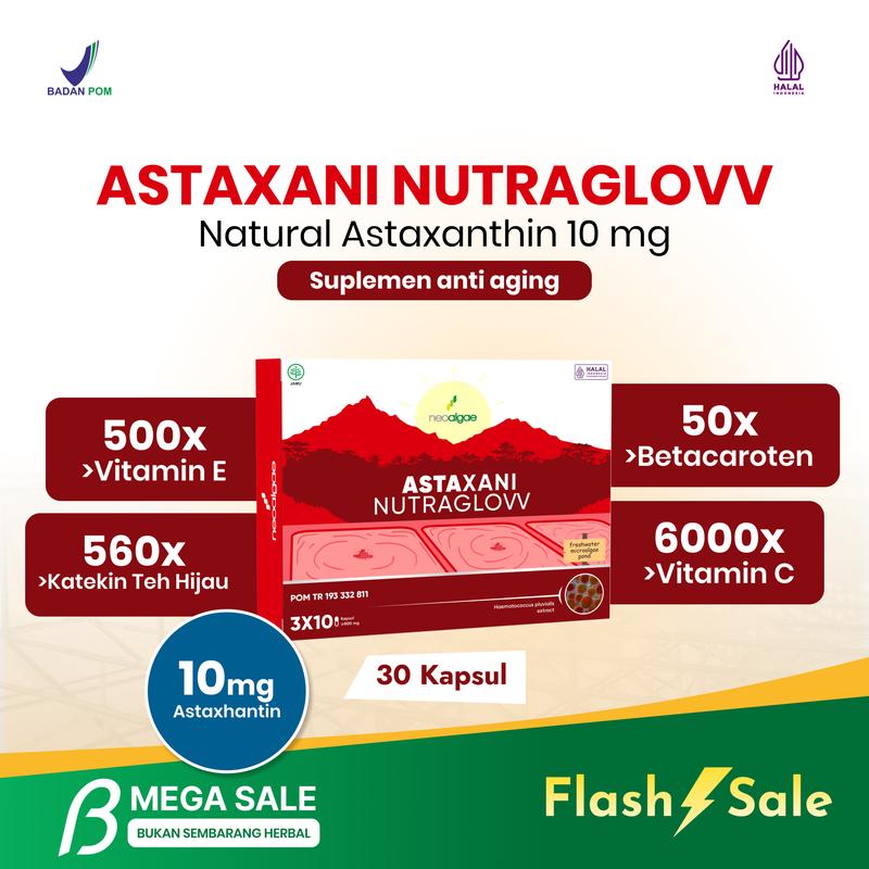 Suplemen Kecantikan Astaxani Nutraglow - Natural Astaxanthin 10 mg - Nutrisi Alami Mencerahkan Memudarkan Flek Hitam Mencegah Penuaan Dini Pada Kulit [BPOM & HALAL] 7