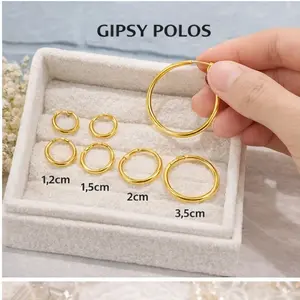 Anting Hoop BISA UNTUK DEWASA DAN BAYI Wanita Polos Elegan – Ring Emas Kekinian – Best Seller
