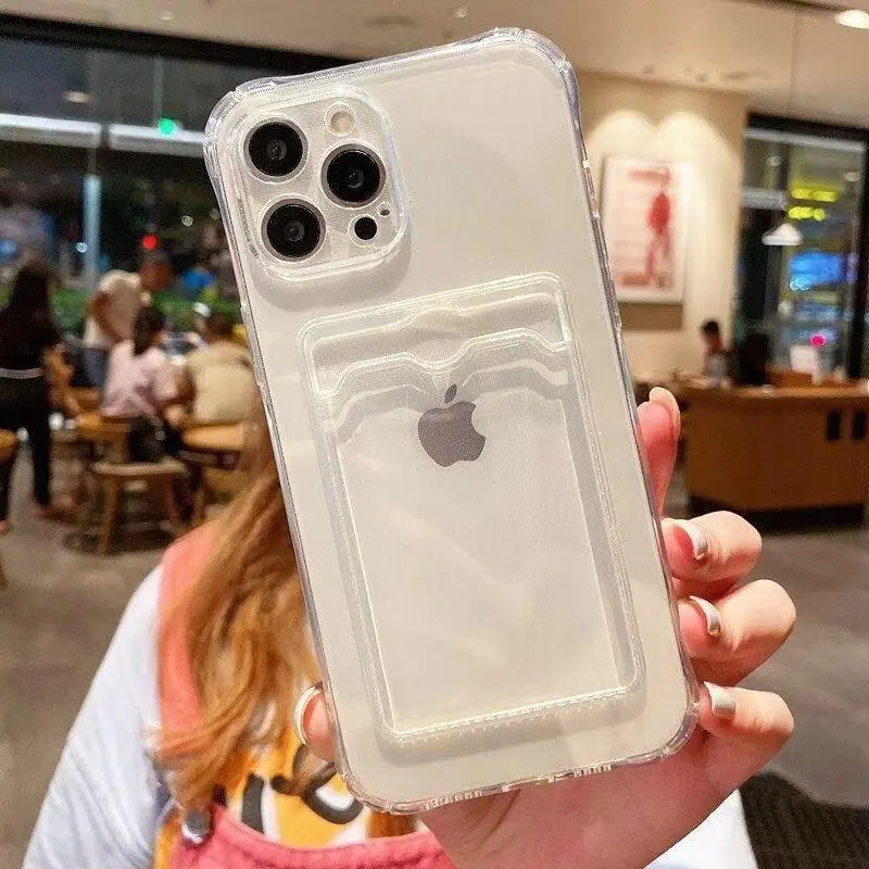Túi thẻ chống sốc, Ốp Điện Thoại mềm, Tương thích IPhone 14 13 12 11 Pro Max XS X XR 8 + 7 6 Plus, vỏ trong suốt, vỏ silicon, bộ bảo vệ máy ảnh di động 7