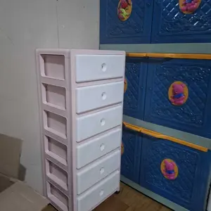 35CM-Rak Laci Serbaguna Minimalis Estetik - Lemari Plastik Susun 6 Tingkat  Anti Debu Hemat Tempat Multifungsi untuk Pakaian Kosmetik Stationery Pink Penyimpanan