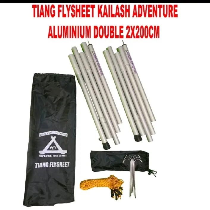 Tiang Flysheet 2x200 cm Doble Standart variasi hanya tiang dan lengkap Camping 0