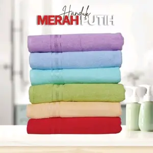 Handuk merah putih uk 70x140 cm jumbo