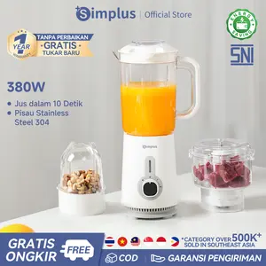 【SUPER DEALS TODAY】Simplus Blender 3-in-1 Serbaguna 1.25L - 380W - Pelengkap 3 Cangkir banyak fungsi - Pisau Stainless Steel - Multifungsi, Menggiling Daging, Membuat Jus Sayuran, Giling Kacang-kacangan - Produk Asli LLJH005