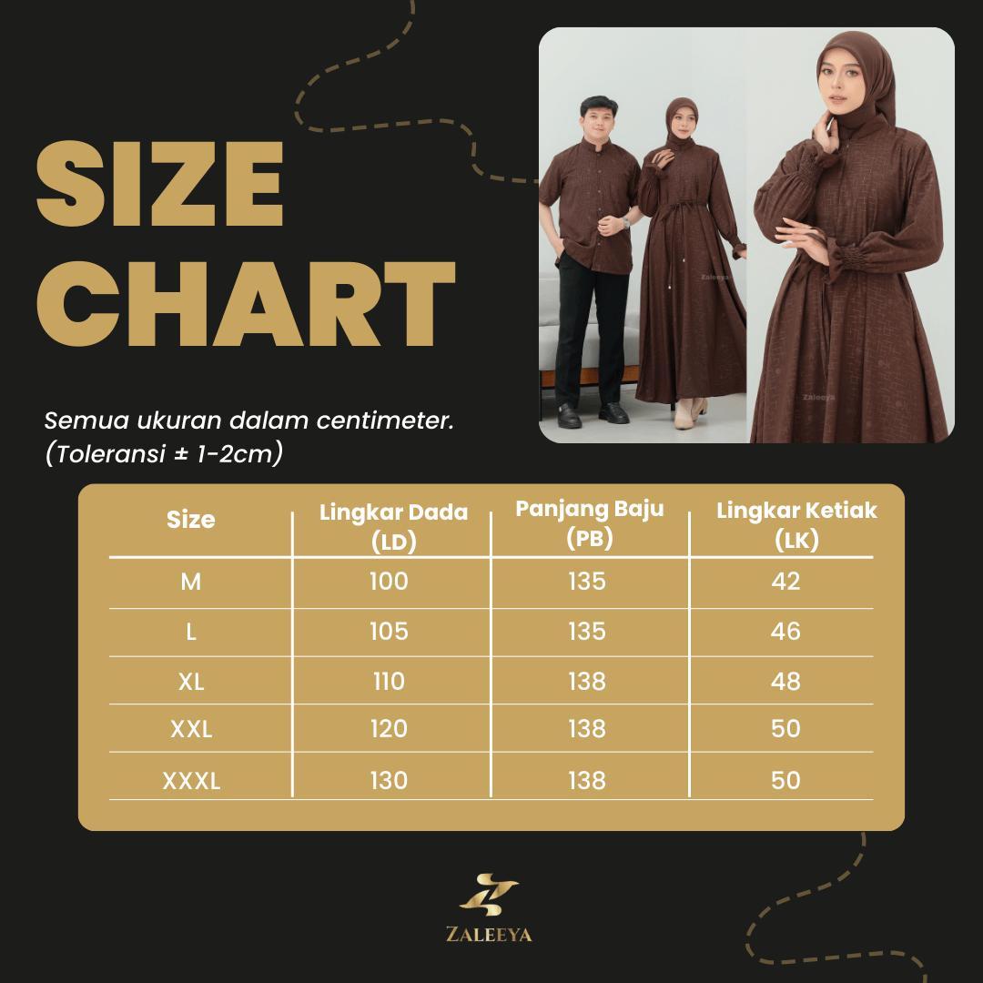 Zaleeya - Kayla Dress Couple Baju Sarimbit Pasangan Embos Forzaleta Kemeja Koko Gamis Muslim Lebaran Wudhu Friendly Resleting Aktif Busui Friendly