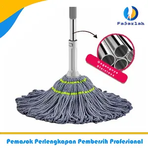 [Fajarlah] Magic Twist Mop Abu-Abu dengan Gagang Kokoh dan Kain Microfiber Berkualitas Daya Serap Air Kuat
