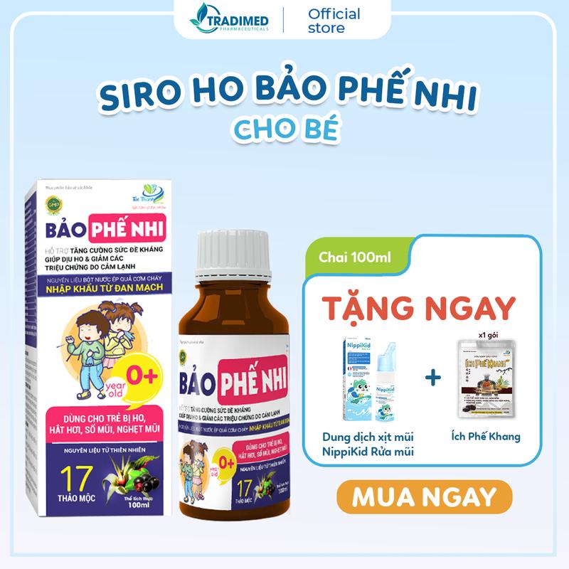 Siro Ho Cho Bé Bảo Phế Nhi 3in1 Hỗ Trợ Tăng Đề Kháng, Giảm Ho, Giải Cảm Tradimed Pharma