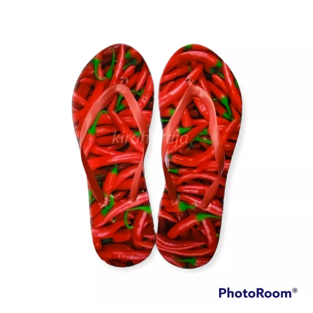 V♪WS SANDAL JEPIT WANITA MOTIF SAYUR G✪8G