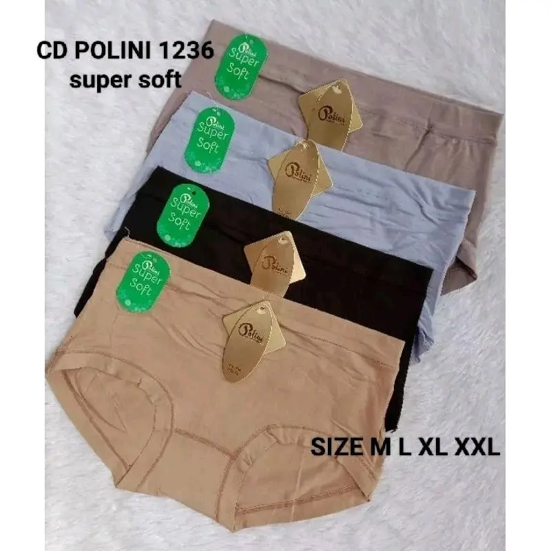 ( 36 RIBU DAPAT 3PCS) CELANA DALAM POLINI 1236 SUPER SOFT COOL MAX Katun Lembut Wanita Nyaman 6