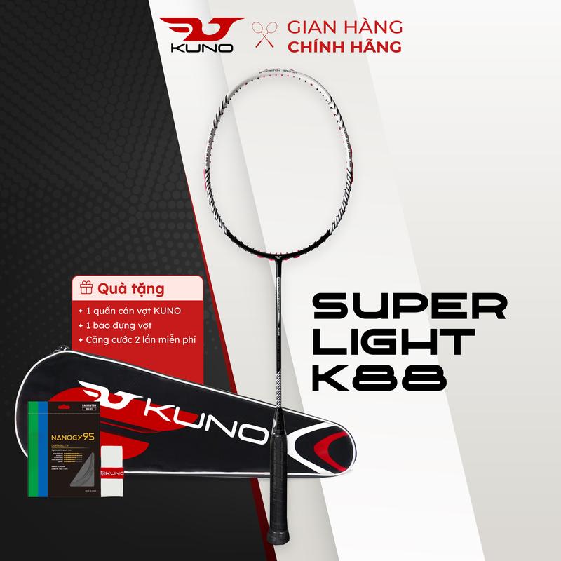 Vợt Cầu Lông KUNO Super Light K88SP Full Cacbon Trọng Lượng 6U Thân Dẻo Công Thủ Toàn Diện Căng Sẵn 10.5kg Tặng 1 Quấn Cán 1 Bao Vợt 1 Lần Căng Cước Sport