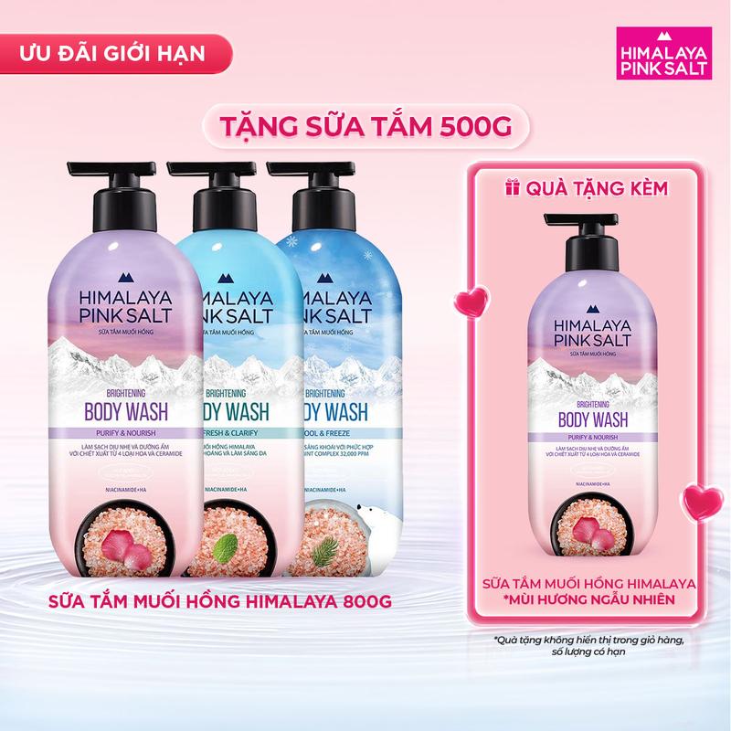 [LG Daily Beauty Official] [DUNG TÍCH LỚN] Sữa tắm muối hồng Himalaya Pink Salt làm sạch và dưỡng ẩm da 800g