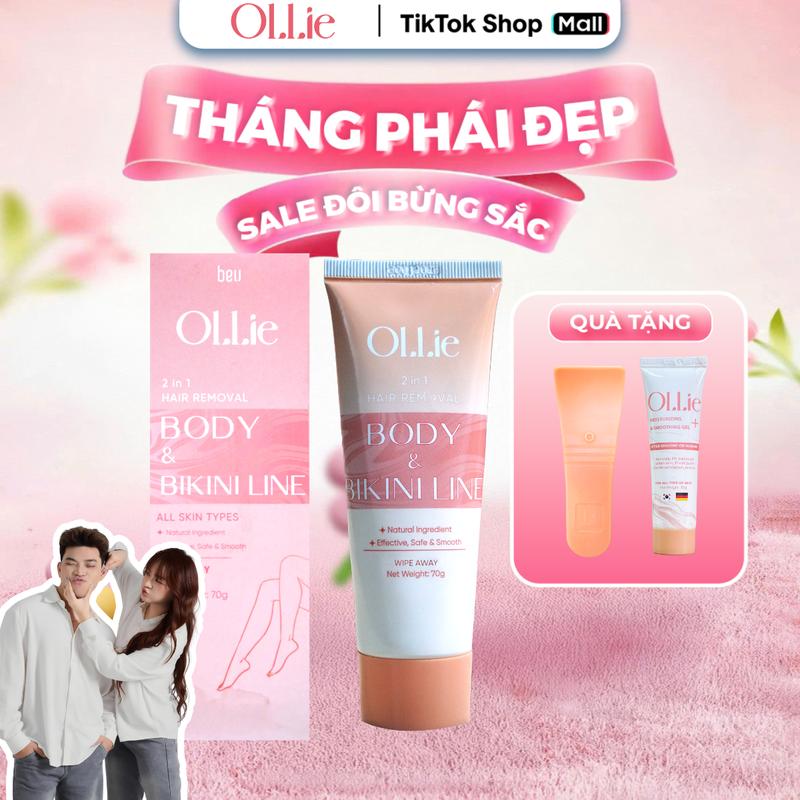 [DEAL LIVE SIÊU HỜI]_KTL802 COMBO 1 OLLIE Kem Tẩy Lông Body Nam Nữ, Hỗ Trợ Tẩy Lông Nhanh Chóng Tặng 1 OLLIE Gel Dưỡng Giúp Da Mềm Mịn Tặng 1 Que Gạt wax bkn kemtaylong