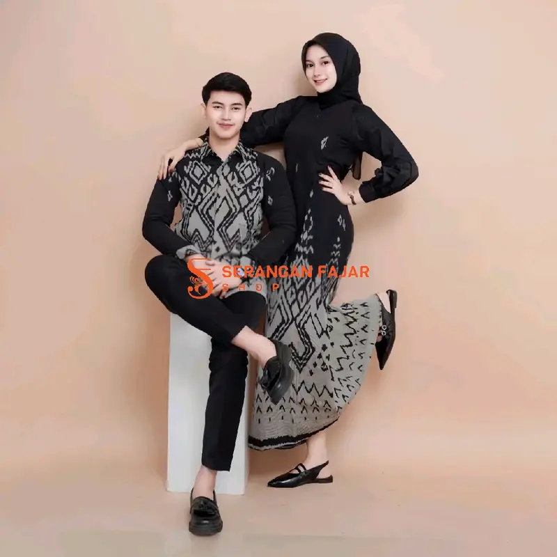 SET COUPLE TENUN DRESS RUBY BLACK / Baju Couple Pasangan Kondangan/ Dress / Kemeja / Couple Keluarga / Baju Couple Prewedding 6