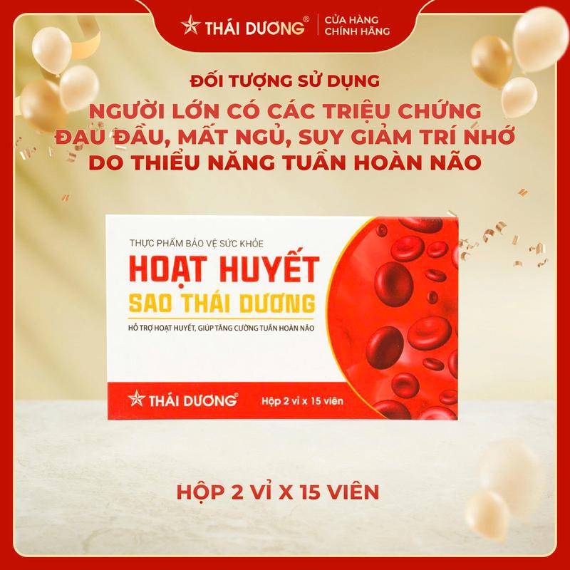 Viên uống Hoạt Huyết Sao Thái Dương - Hỗ trợ hoạt huyết, hỗ trợ tăng cường tuần hoàn não