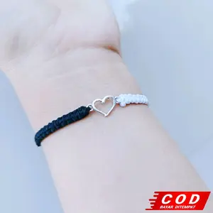 Gelang BW Love Vintage Silver Korean Bracelets Aksesoris Fashion Aesthetic Tali Serut Rajut