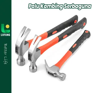 LiiFung - Palu Besi Baja Asli Gagang Fiber Anti Selip 8oz 16oz Pencabut Paku Martil Gagang Panjang