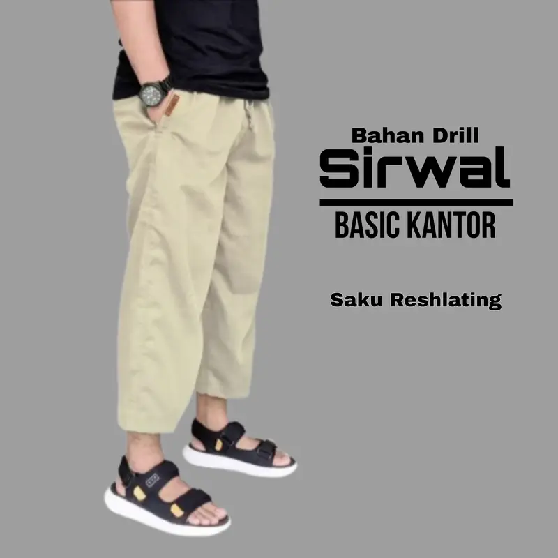 Celana Sirwal Pria Muslim Dewasa Bahan Drill  Saku Reshleting Sirwal Pria Kekinian Terbaru 4