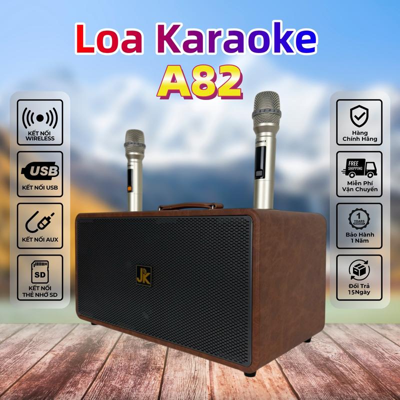 Công suất lớn Loa Karaoke Bluetooth JK-A82 800W Di Động Nghe Nhạc Xách Tay UHF 2 Micro không dây, Loa ngoài trời, Loa gia đình, 3 Đường Tiếng - Bass 20cm x 2 Mid x 1 Treble x 1
