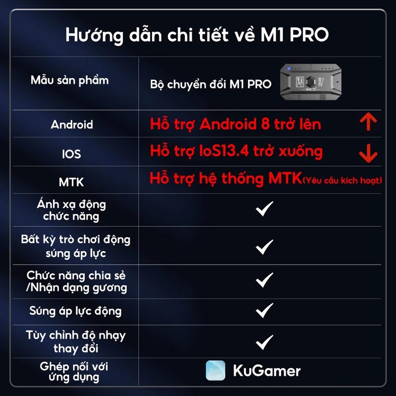 【iOS không thể sử dụng】M1 Pro bộ chuyển đổi chơi game bàn phím chuột Bộ điều hợp trò chơi PUBG Mobile,Free găng 6