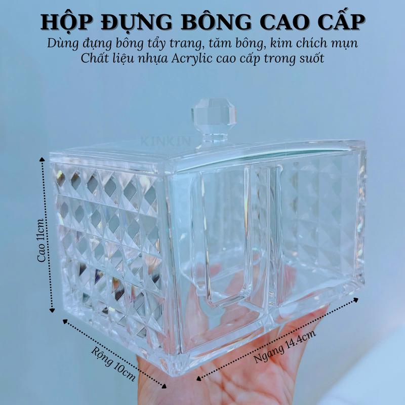 Hộp đựng bông tẩy trang, Kệ cắm cọ spa cọ chổi trang điểm KINKIN cao cấp