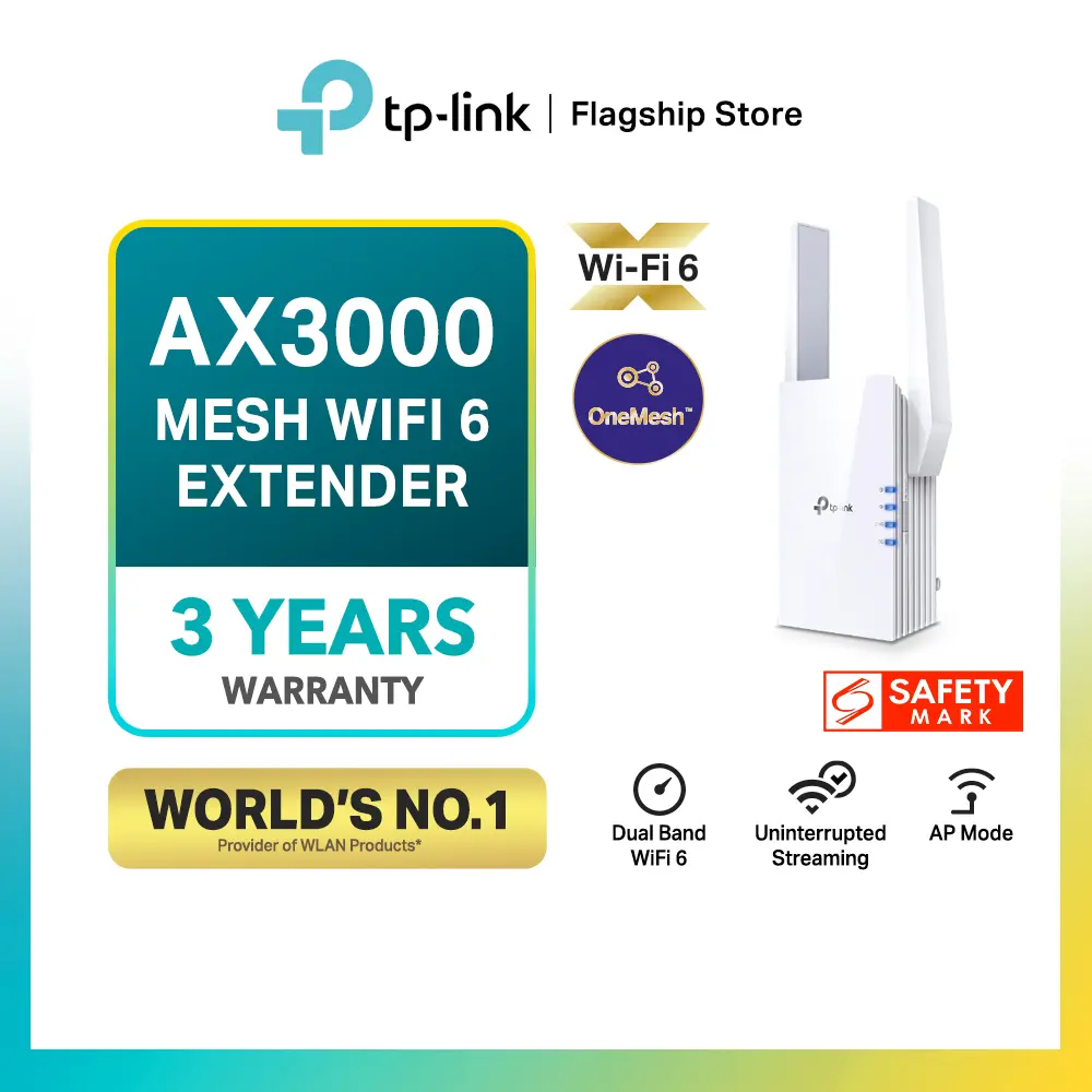 TP-Link Dual Band Gigabit Wireless Wi-Fi6 Extender/Booster with AP Mode RE505X/RE605X/RE705X AX3000 (Supports One Mesh & any Routers)