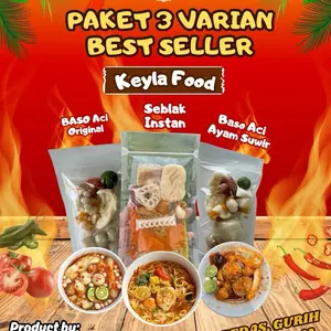 Paket Best seller 3 Bungkus ( Boci ayam suwir , seblak , boci original ) by keylafood enak pedas