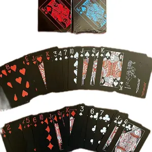 Set Kartu Remi Plastik Anti Air Waterproof Black Red Black Blue Hemat Mainan Kartu Remi Hemat