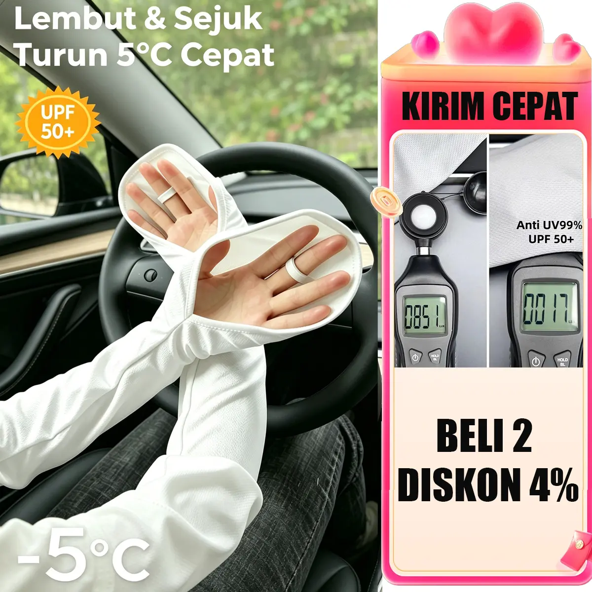 Sarung tangan panjang unisex anti sinar UV UPF50+ pelindung lengan sepeda motor