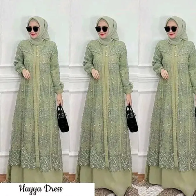 Gamis Wanita Muslim Hayya Crinkle Airflow gamis Kondangan Pesta