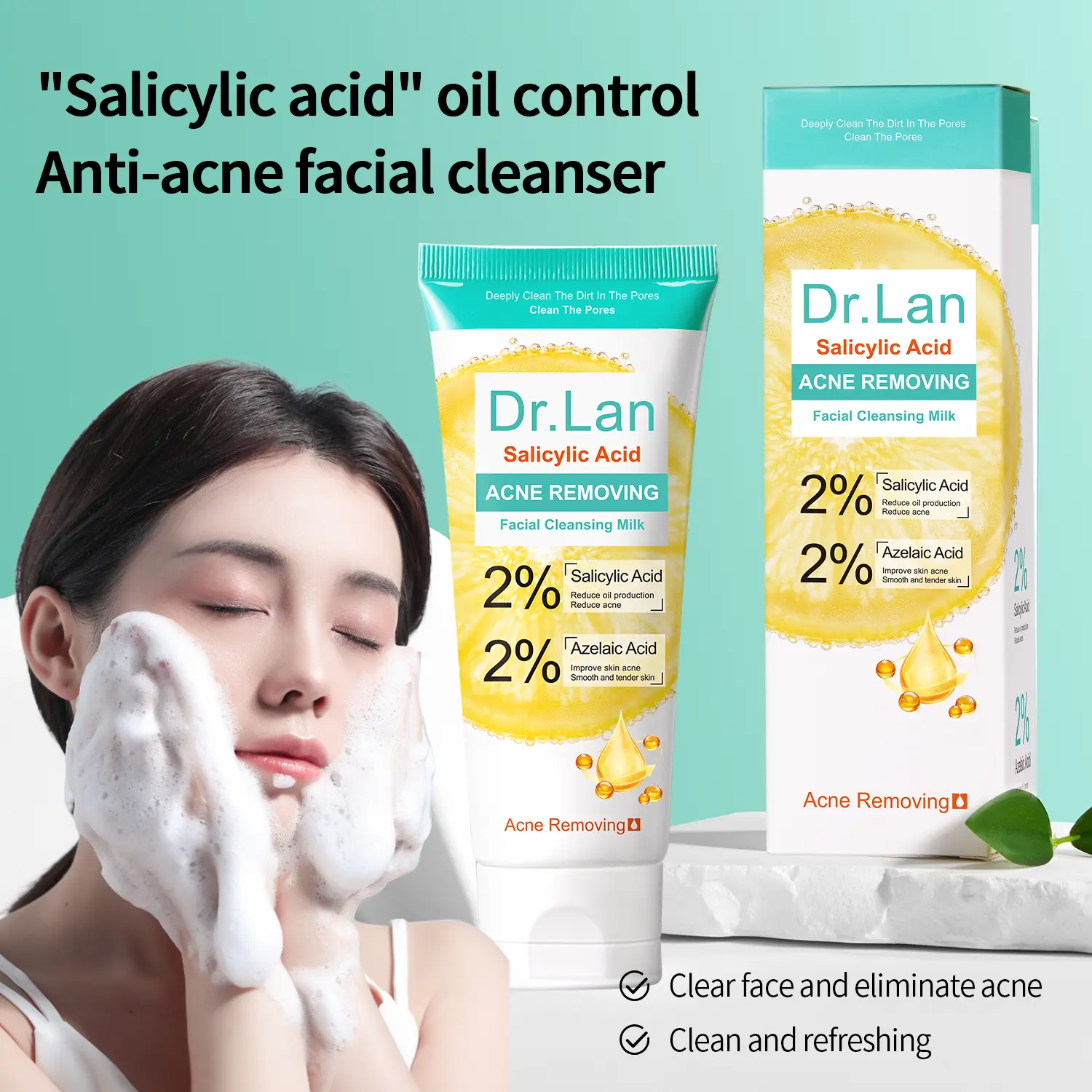 【FDA Salicylic acid amino acid oil control anti-acne   100g 】 moisturizing oil control cleansing soothing skin without tightness soothing skin cleansing  anti-acne  Skin Repair  Cleansing Comfort  Wash bright  with facial cleansers