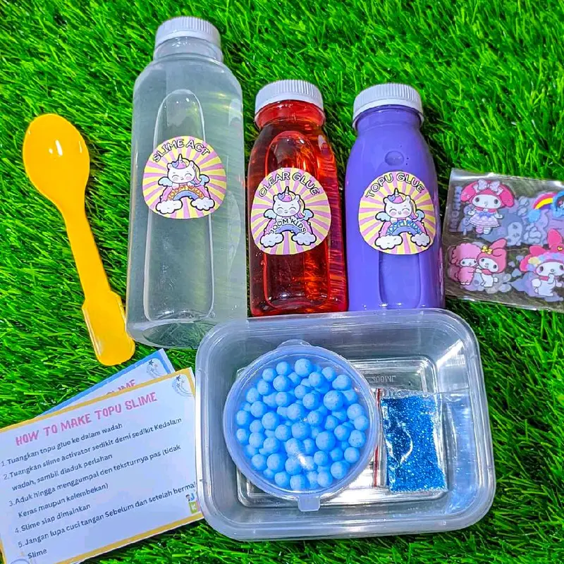 Slime kit ekonomis TOFU dan CLEAR GLUE terlengkap selim 6