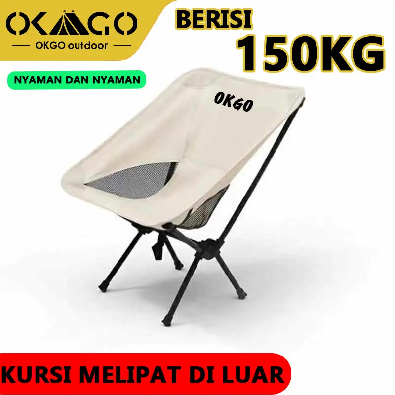 OKGO Kursi Lipat Outdoor Kursi Santai Kursi Lipat Portable 600D Kain Oxford Kursi Camping Kursi pantai 150KG bahan oxford indonesia furnitur berkemah