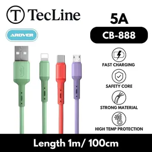 AROVER Kabel Charger Fast Charging 5A CB-888 USB to Type C / Micro / Lightning - Panjang 1 Meter Strong Material