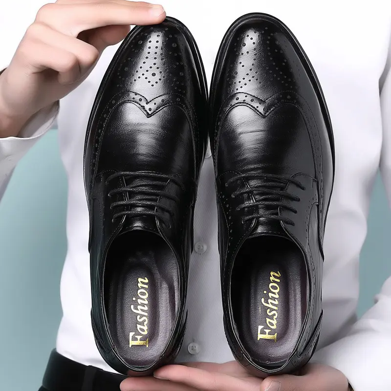 Kasut Oxford buatan tangan untuk lelaki, kasut kulit anak lembu tulen, Brogue, pakaian, klasik, perniagaan, formal