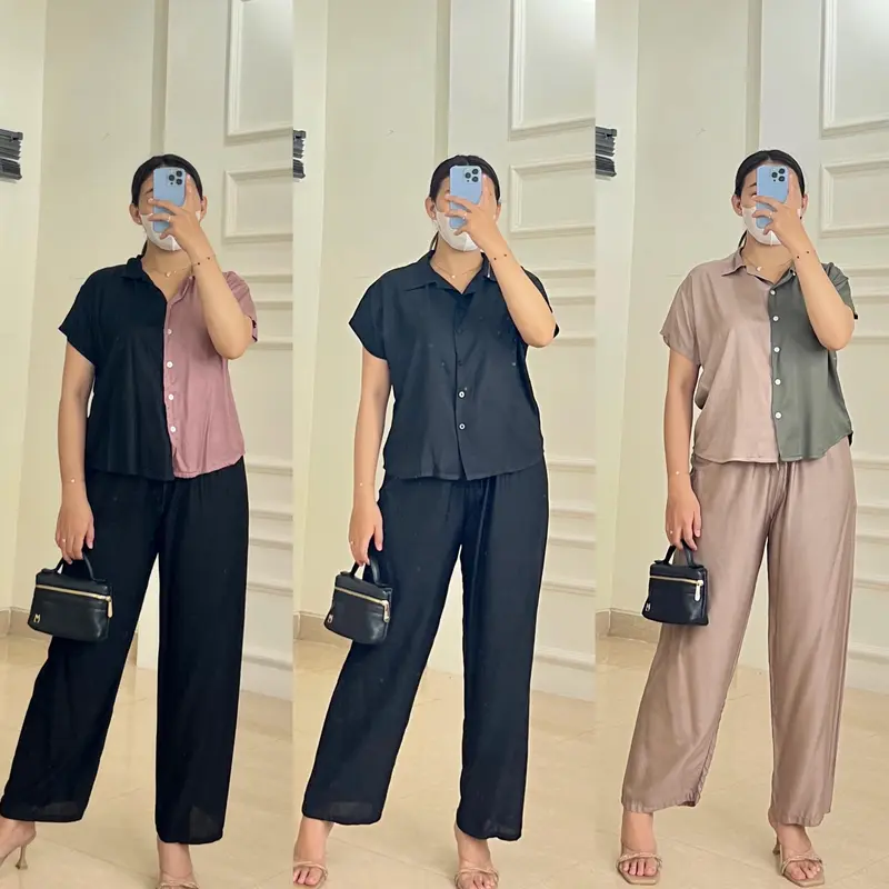 Setelan Kemeja Paula Pettren || Casual Set "Pakaian Wanita" Rayon Grade A 0