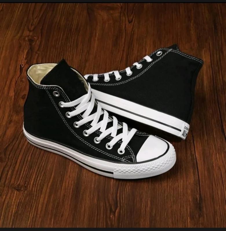 Sepatu Sneaker Classic High Hitam Pria Wanita Sepatu Sekolah Anak Dewasa Terbaru Casual Karet Snekers Black Shoes Size 32-43 2