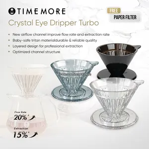 Timemore Dripper Turbo 01 Crystal Eye Acrylic Coffee Pour Over V60 ( 1-2) Cups | Dripper Kopi Akrilik