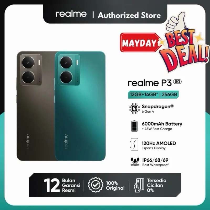 realme P3 5G 12GB+14GB*|256GB (Snapdragon 6 Gen 4 | 6000mAh Battery | 45W Fast Charge | NFC)