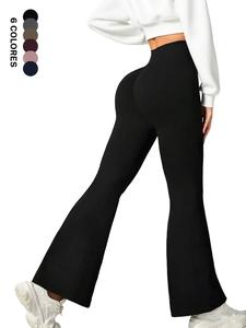 Pantalones acampanados de cintura alta para mujer, pantalones de campana suaves con control de abdomen, leggings para yoga y ejercicio sin transparencias, ropa deportiva