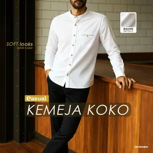 A- Baju Koko Pria Baju koko kancing Kemeja Pria Man Shirt Premium Kurta Busana Muslim Casual Dewasa Atasan Tshirt Modern