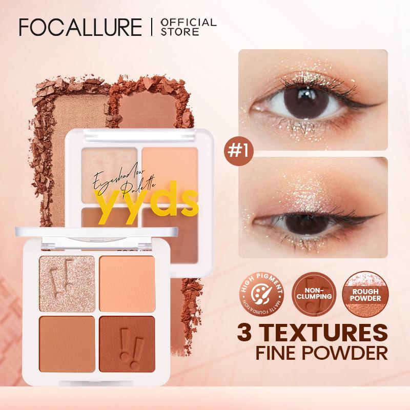 Focallure Secret Code Bảng phấn mắt Lấp Lánh Mờ Chống Thấm Nước Lâu Dài Bảng 4 Màu Họa Tiết Mềm Mại Thích Hợp cho du lịch