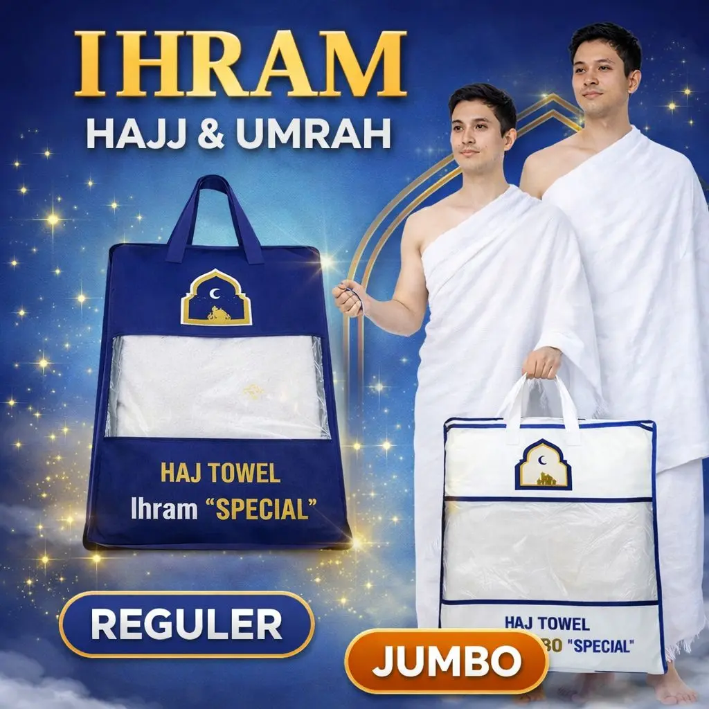 Perlengkapan Haji Kain Ihram Ihrom Rumbai Big Size Ukuran Jumbo 2pcs