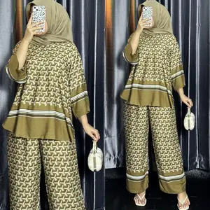 BI - Lala Setelan Celana One Set Rayon Diamond Wanita Motif Bunga Terbaru Adem Busui