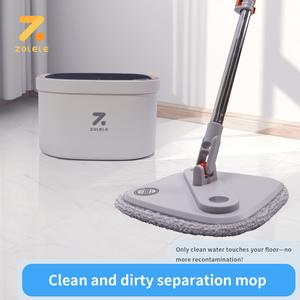 Mega Home ZOLELE M22 Spin Mop with Clean and Sewage Separation Bucket for Floor Cleaning, Hands-free 2.5L Water Tank, 360-degree Spin Dehydration