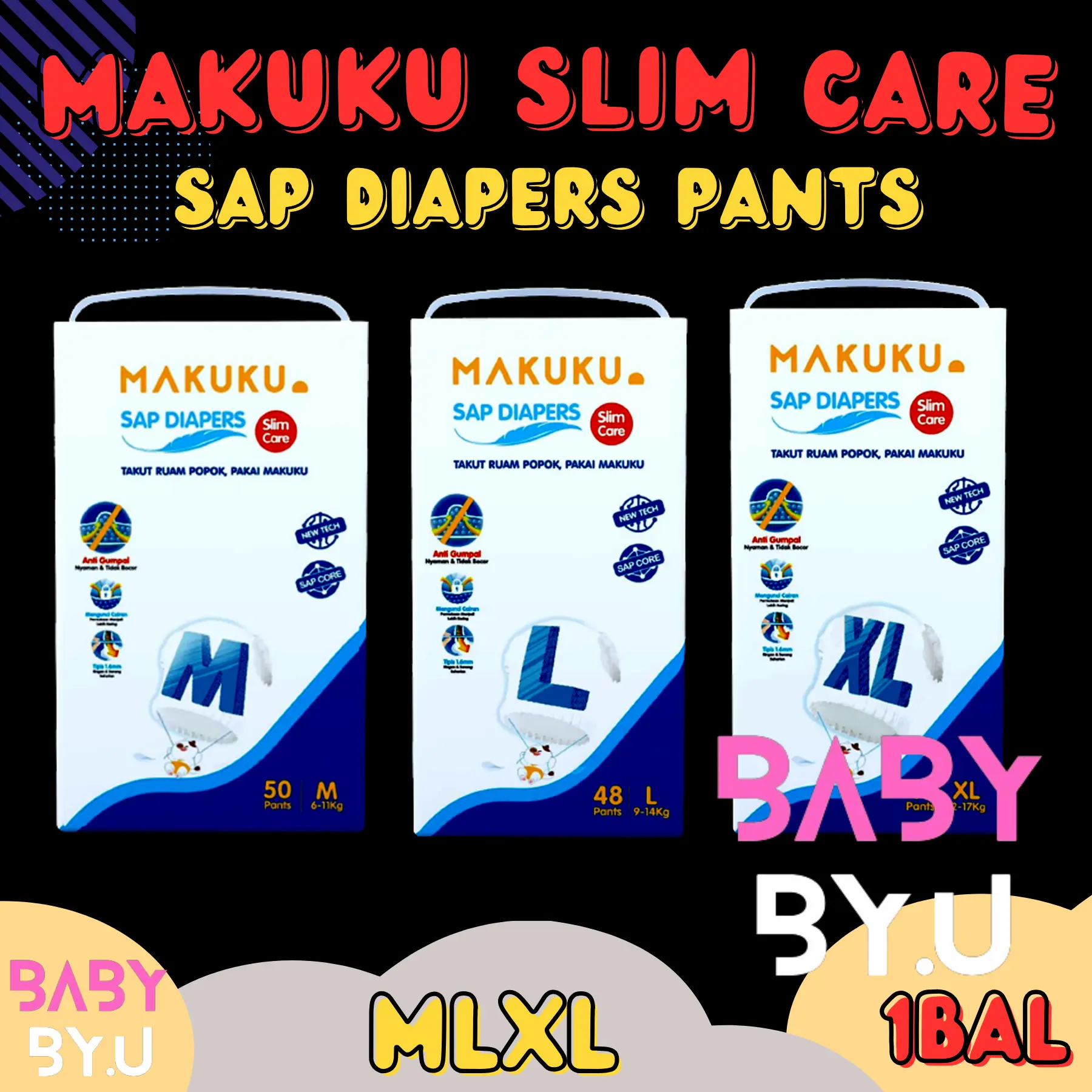 MAKUKU SLIM CARE JUMBO SAP DIAPERS PANTS