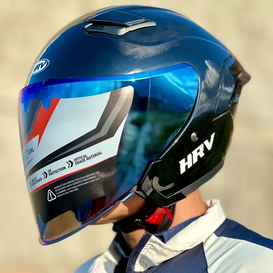 Helm Half Face HRV Maximo Dewasa Spoiler Visor Flat SNI Motorcycle