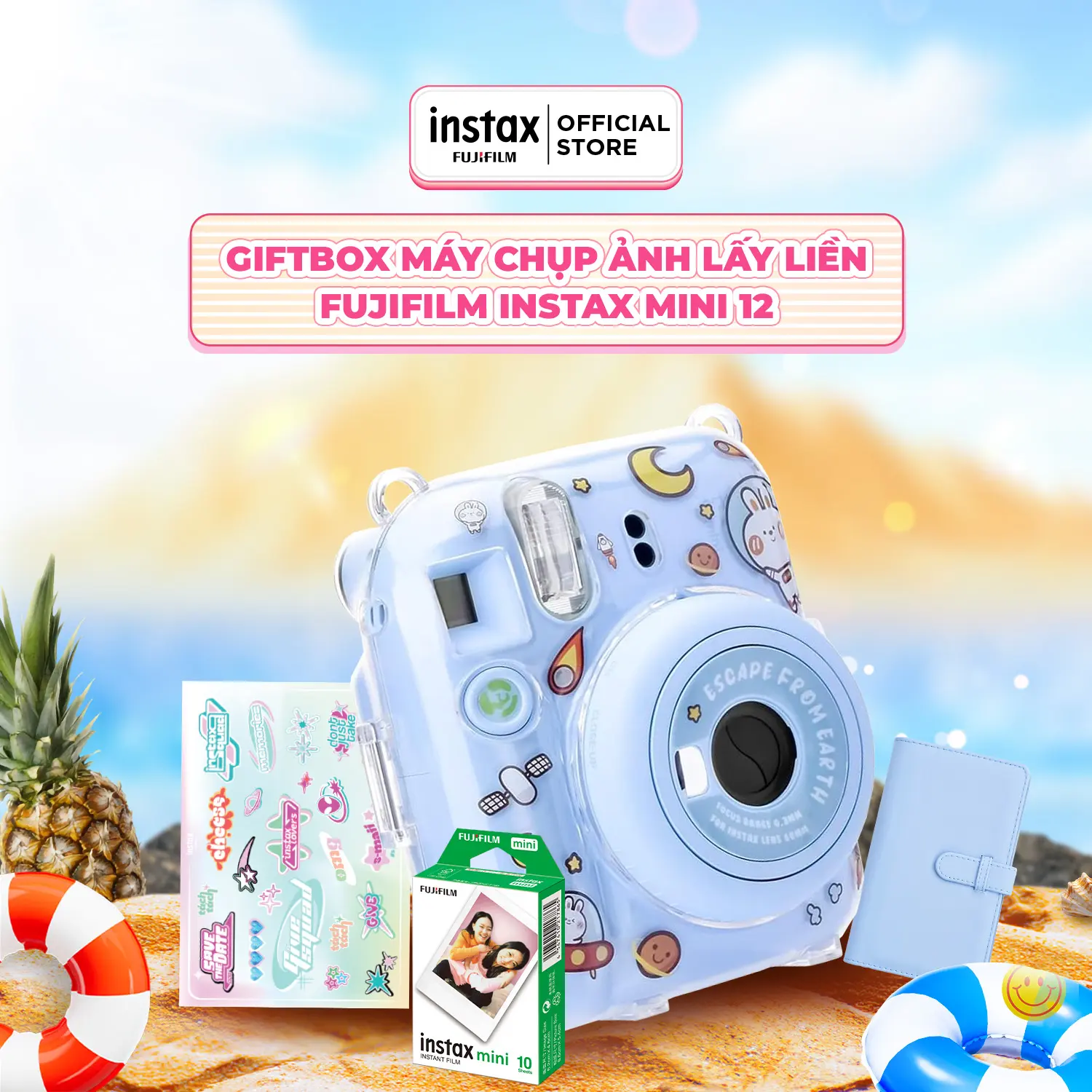 GIFT BOX Máy Ảnh Chụp Lấy Liền Fujifilm Instax Mini 12 - BH 1 Năm